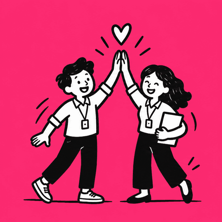 Illustration of two colleagues high-fiving